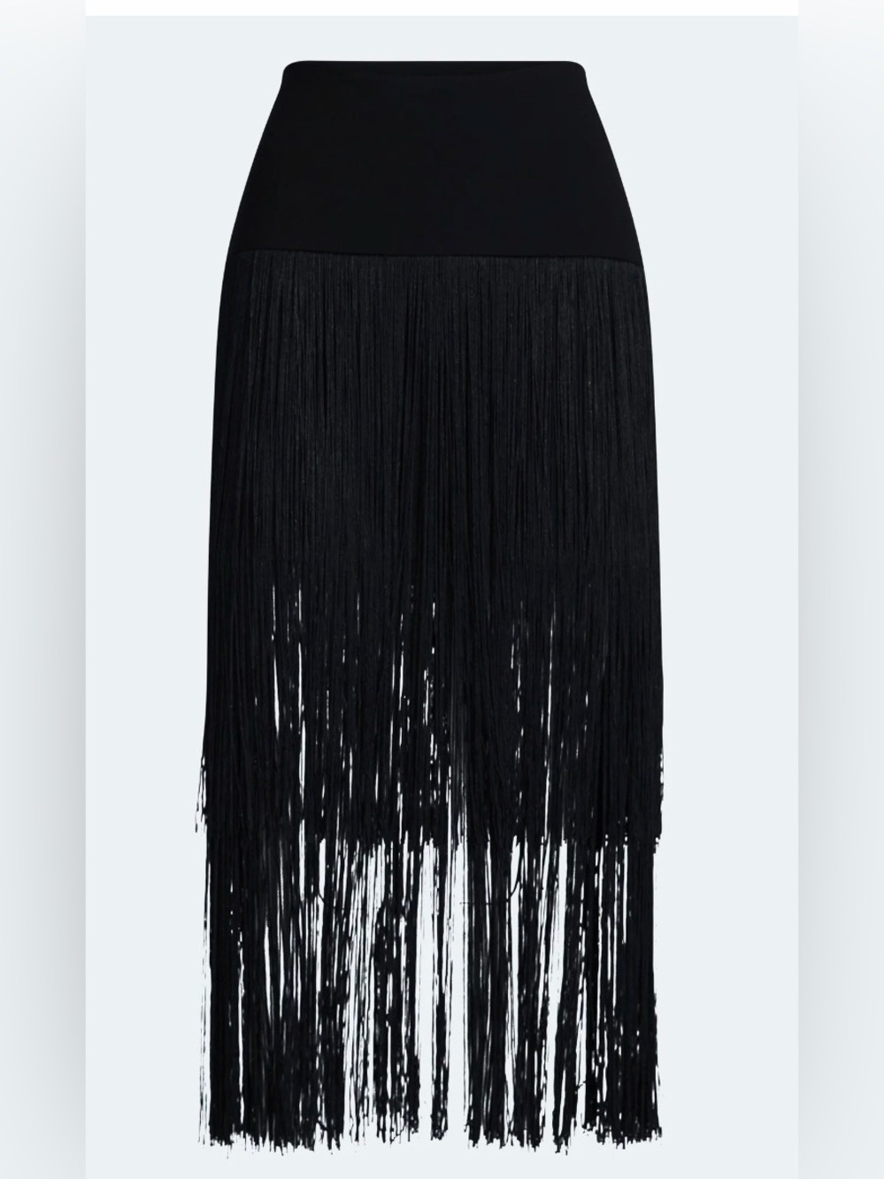 Black Midi Fringe Skirt